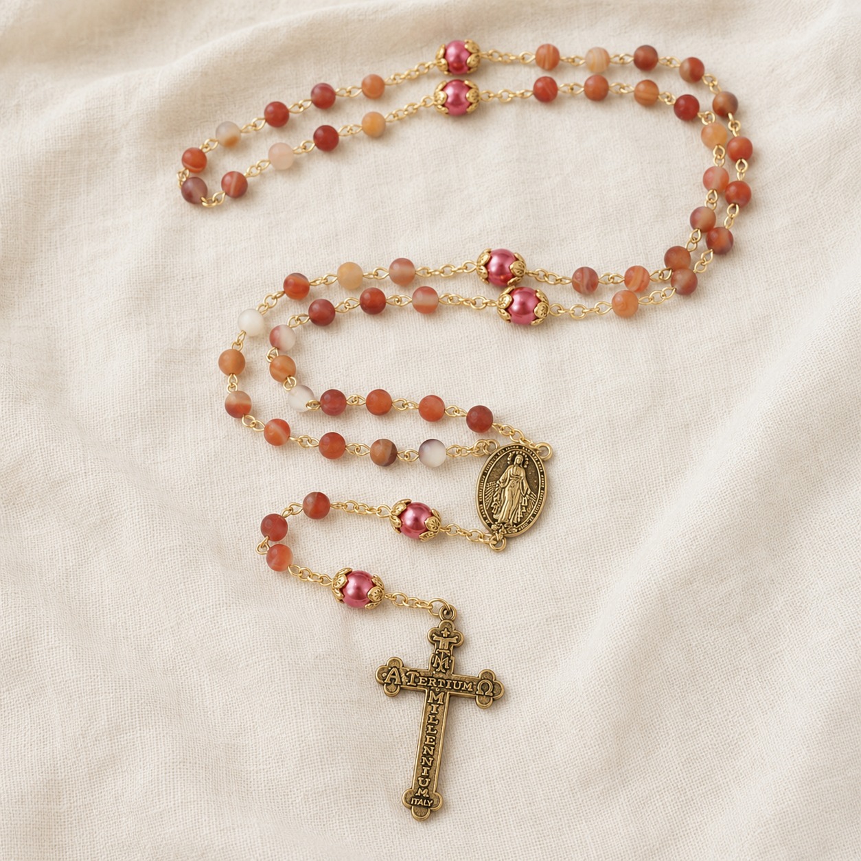 Warm Coral Rosary